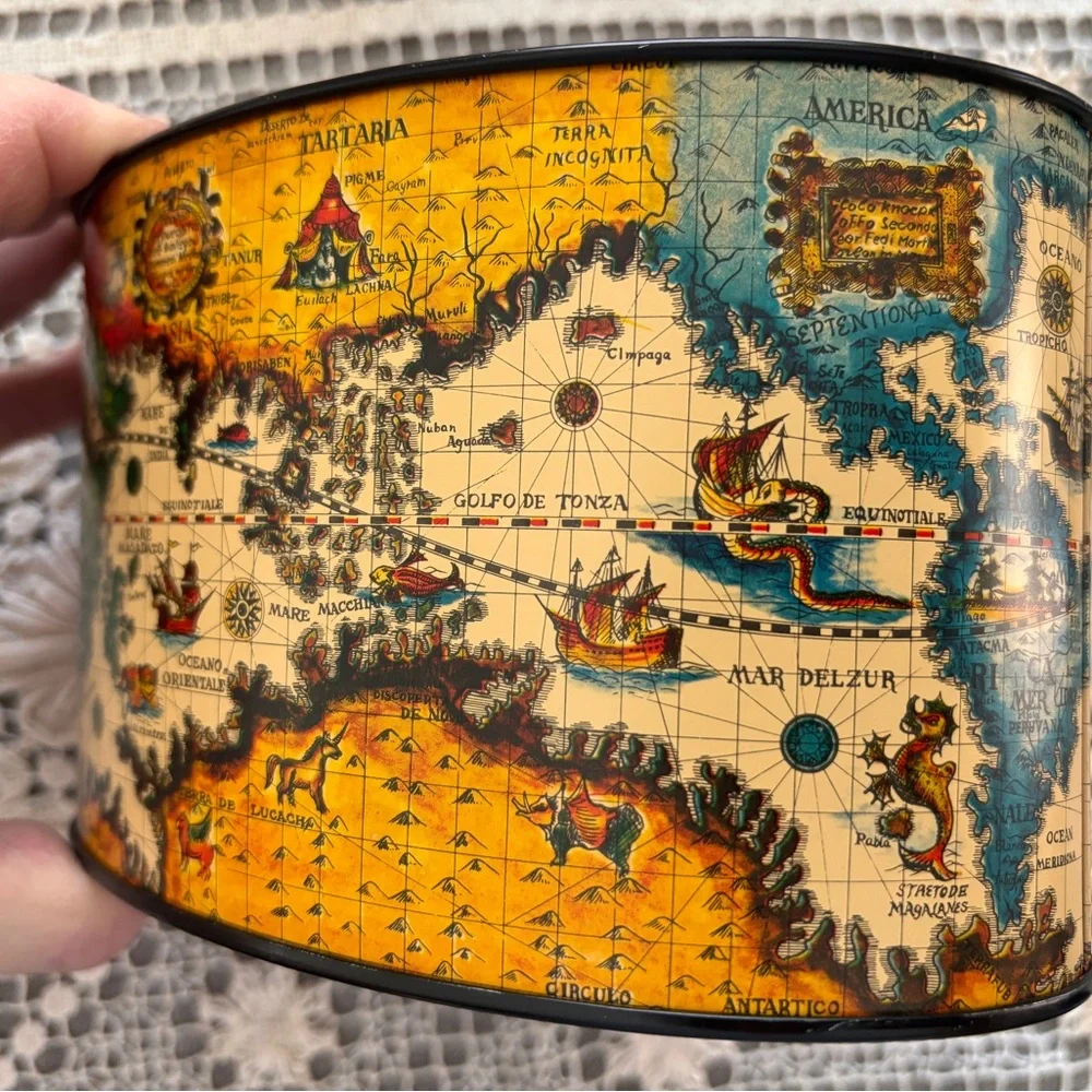 Old World Map Desk Organizer Metal